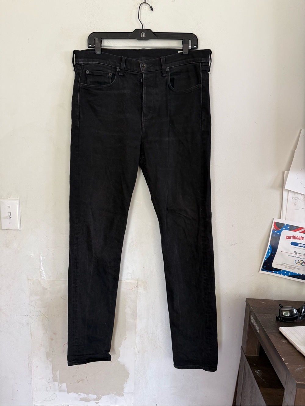 Rag And Bone Mens Slim Lyon Black Button Fly Stretch Jeans, Size 32